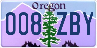 OR license plate 008ZBY