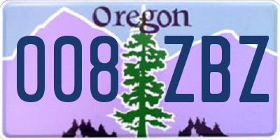 OR license plate 008ZBZ