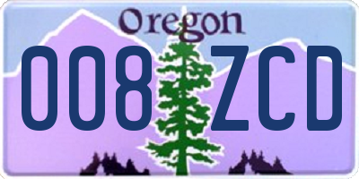 OR license plate 008ZCD