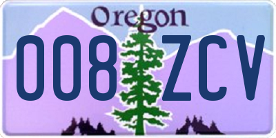OR license plate 008ZCV