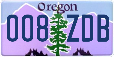 OR license plate 008ZDB