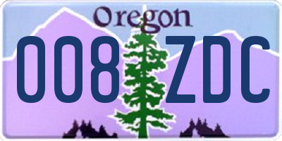 OR license plate 008ZDC