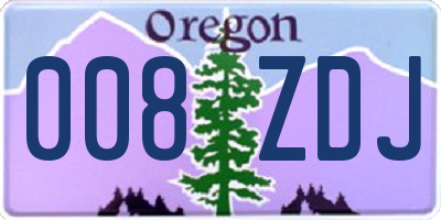 OR license plate 008ZDJ