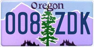 OR license plate 008ZDK