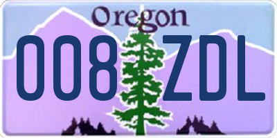 OR license plate 008ZDL