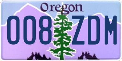 OR license plate 008ZDM