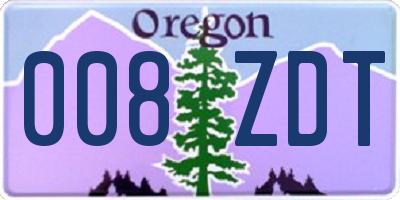 OR license plate 008ZDT