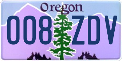 OR license plate 008ZDV