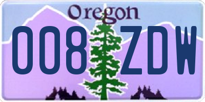OR license plate 008ZDW