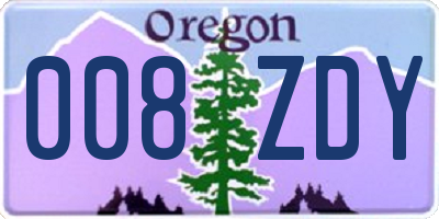 OR license plate 008ZDY