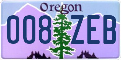 OR license plate 008ZEB