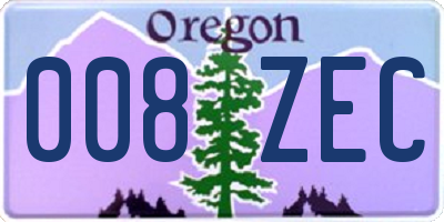 OR license plate 008ZEC