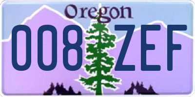 OR license plate 008ZEF