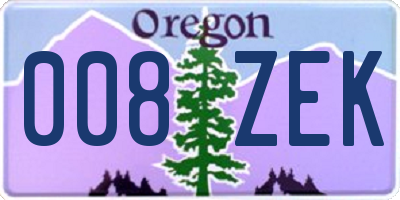 OR license plate 008ZEK