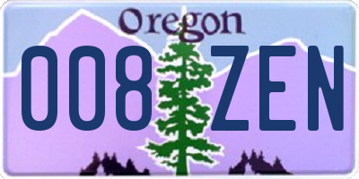 OR license plate 008ZEN