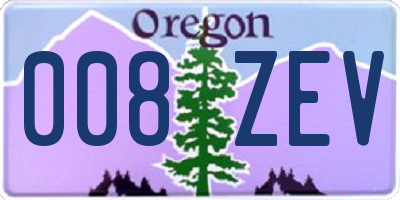 OR license plate 008ZEV