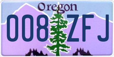 OR license plate 008ZFJ
