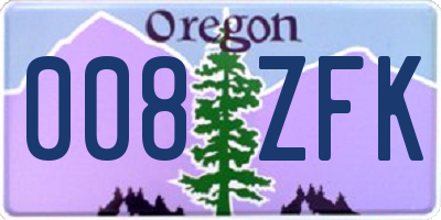 OR license plate 008ZFK