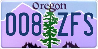 OR license plate 008ZFS