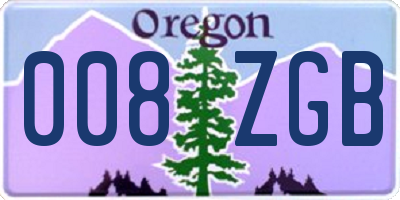 OR license plate 008ZGB