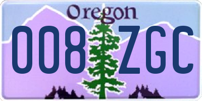 OR license plate 008ZGC