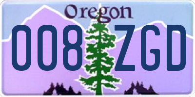 OR license plate 008ZGD