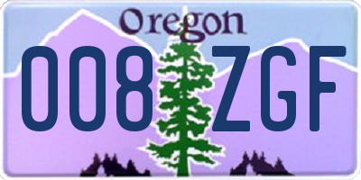 OR license plate 008ZGF