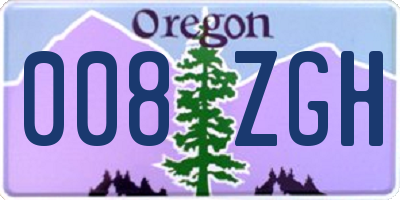 OR license plate 008ZGH