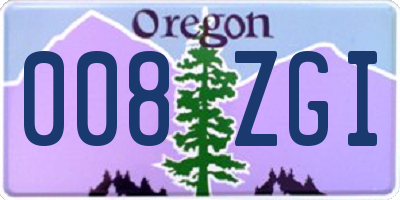 OR license plate 008ZGI