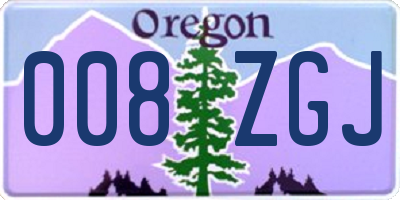 OR license plate 008ZGJ