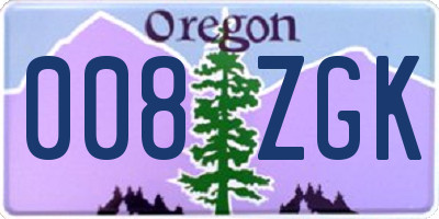 OR license plate 008ZGK