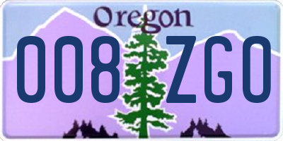OR license plate 008ZGO