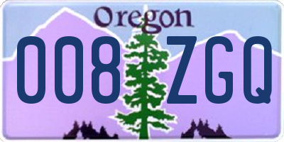 OR license plate 008ZGQ