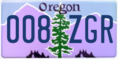 OR license plate 008ZGR