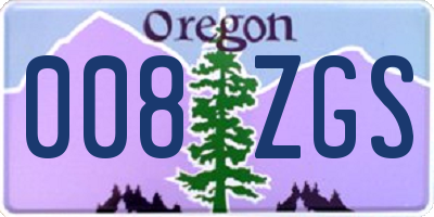 OR license plate 008ZGS