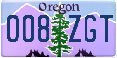 OR license plate 008ZGT