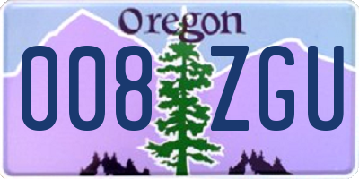 OR license plate 008ZGU