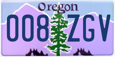 OR license plate 008ZGV