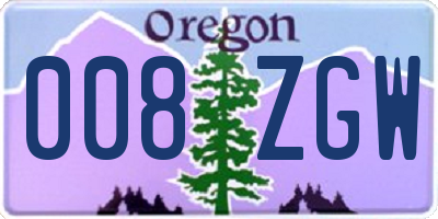 OR license plate 008ZGW