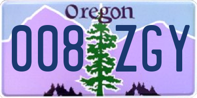 OR license plate 008ZGY
