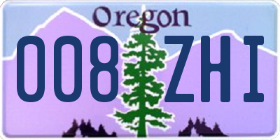 OR license plate 008ZHI