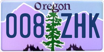 OR license plate 008ZHK