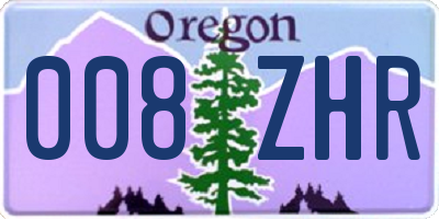 OR license plate 008ZHR