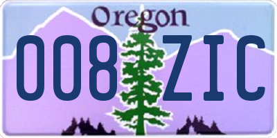 OR license plate 008ZIC
