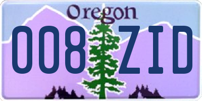 OR license plate 008ZID