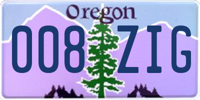 OR license plate 008ZIG