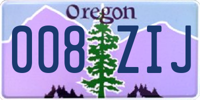 OR license plate 008ZIJ