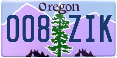 OR license plate 008ZIK