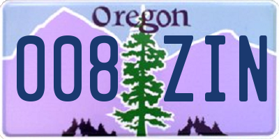 OR license plate 008ZIN