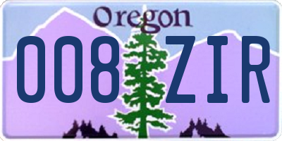 OR license plate 008ZIR